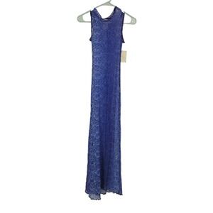 Vintage Y2K California Concepts Maxi Dress Blue Floral Deadstock Goth NWT Sz M